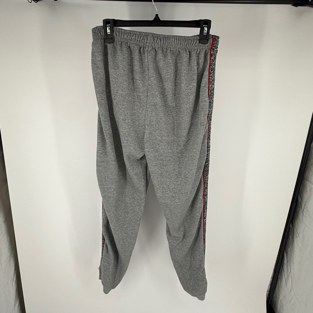 Nike Mens XL Grey Jogger Sweatpants Red Logo Side Stripe Fleece Tapered Pants - Picture 2 of 5